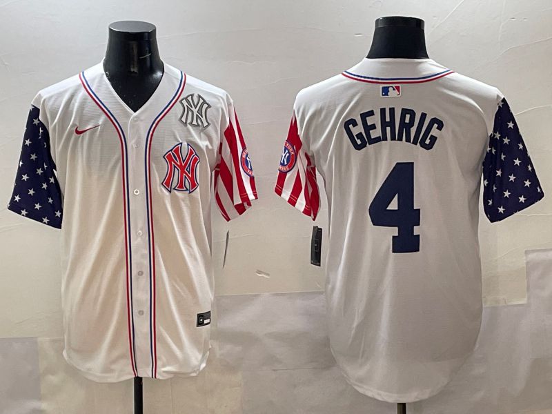 Men New York Yankees #4 Gehrig White a generation of national flags Jointly Name 2025 Nike MLB Jersey style 9->new york yankees->MLB Jersey